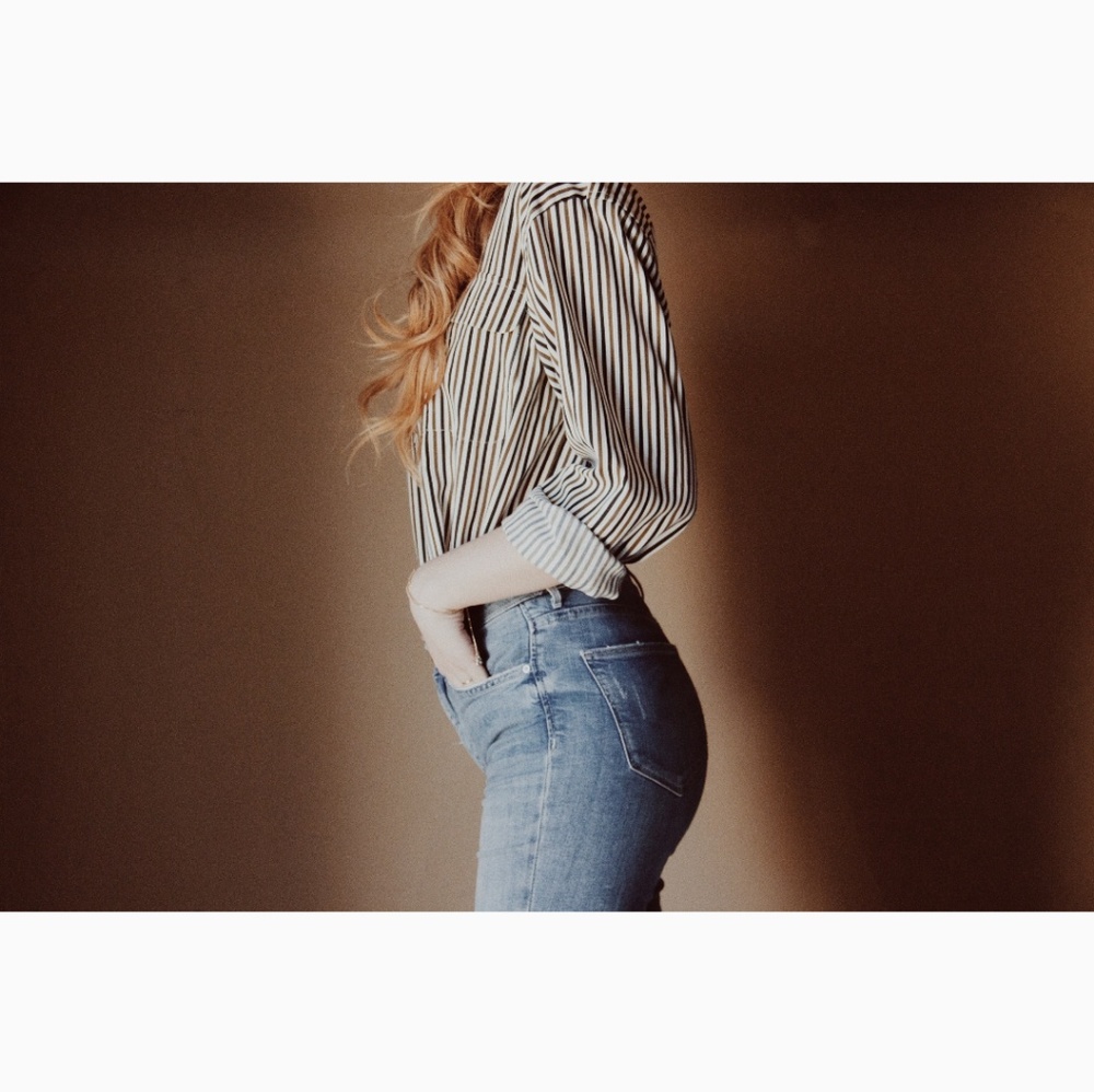 Vintage Chrysantheme Striped Button Up Shirt - Picture 6 of 8